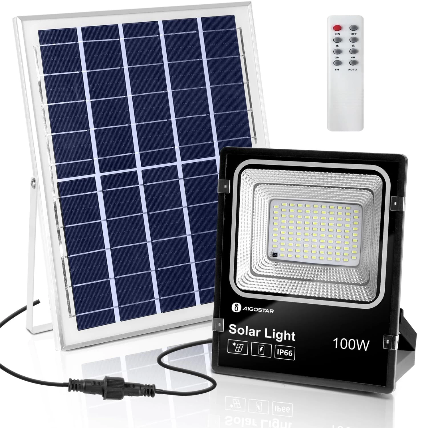 Aigostar Foco Proyector Led Solar Con Mando A Distancia,100w,6500k Ip66,2m 3 Aigostar Foco Proyector Led Solar Con Mando A Distancia,100w,6500k Ip66,2m