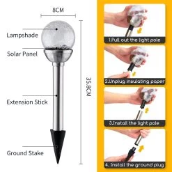 Aigostar Luces Solares Jardín 6 Pack, RGB. IP44 , L80*W80*H358mm -Intemperie Jardín Tienda 193520237bee83b1