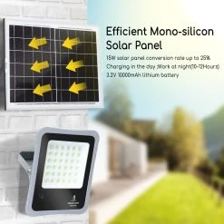 Aigostar Foco Proyector LED Solar Con Mando A Distancia, 100W, 6500K IP65 -Intemperie Jardín Tienda 1fe08aa03967249d