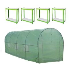 Invernadero Politúnel Con Estanterí­a Galvanizada (2m X 5m X 2m) -Intemperie Jardín Tienda 24dcb498ddc64012