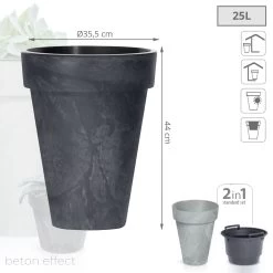 Prosperplast Maceta CUBE SLIM BETON EFFECT 25LCon Depósito 355x355x440 Antracita 9 Prosperplast Maceta CUBE SLIM BETON EFFECT 25LCon Depósito 355x355x440 Antracita -Intemperie Jardín Tienda 2744a00901c50b60