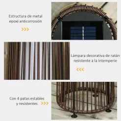 OUTSUNNY Lámpara De Pie Ratán PE, Metal, PP Marrón 21.5x21.5x61cm 13 OUTSUNNY Lámpara De Pie Ratán PE, Metal, PP Marrón 21.5x21.5x61cm -Intemperie Jardín Tienda 321c7c1afdcfc86a
