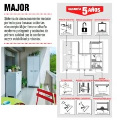 Armario Major 100x80x44 Cm 15 Armario Major 100x80x44 Cm -Intemperie Jardín Tienda 3663602991663 26c BI