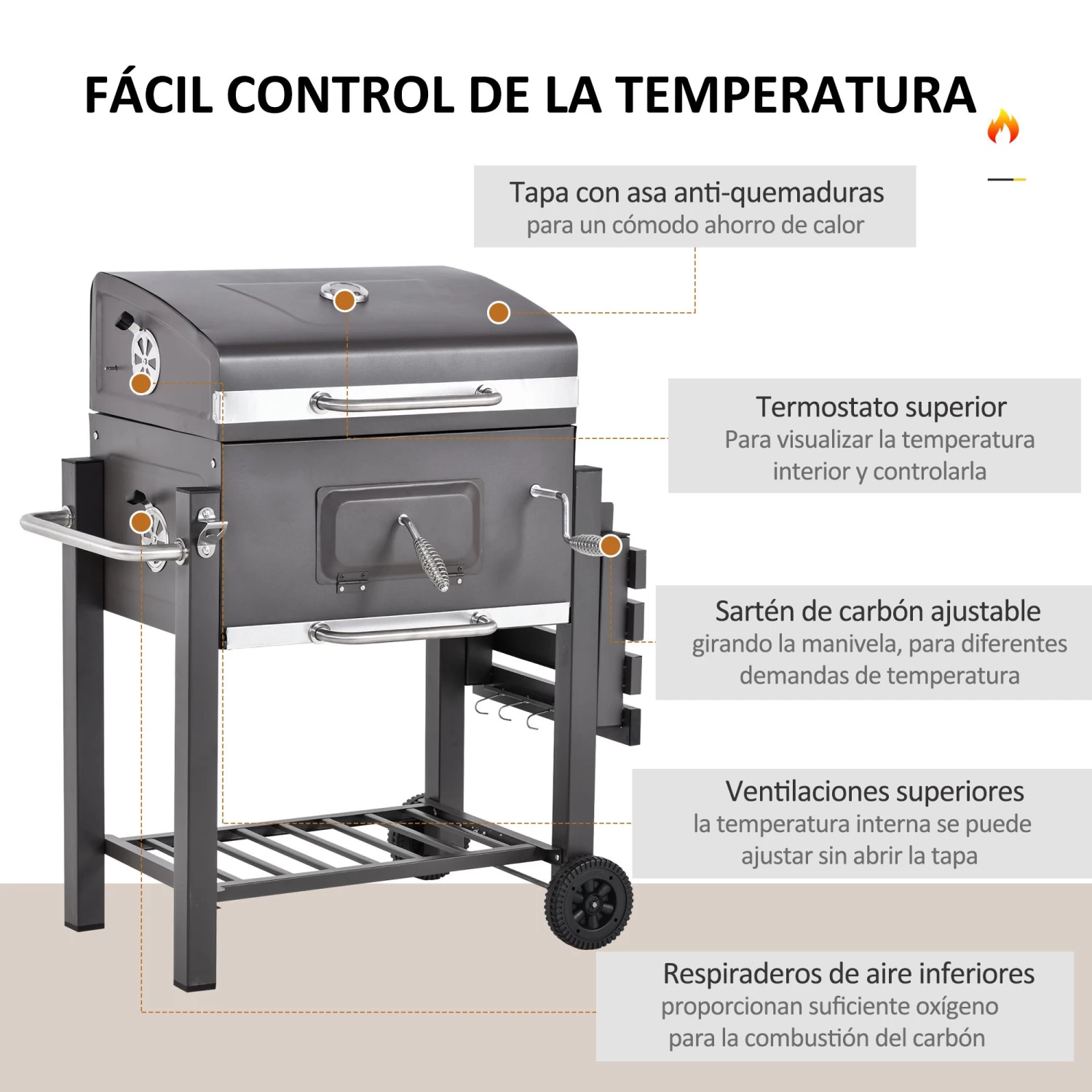 Barbacoa De Carbón Outsunny 846-013 7 Barbacoa De Carbón Outsunny 846-013 - Imagen 5
