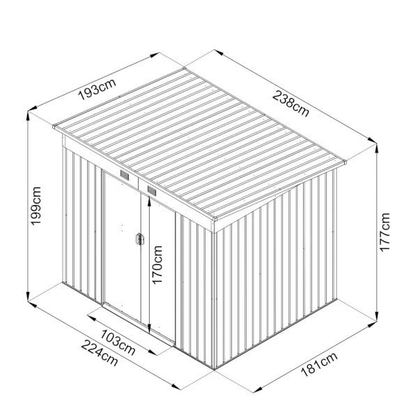 Caseta Exterior Gris Antracita 199x238x193 Cm Blooma 7 Caseta Exterior Gris Antracita 199x238x193 Cm Blooma - Imagen 5