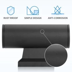 Aplique Pared Exterior, IP65, Negro, Aigostar -Intemperie Jardín Tienda 5ddc0e12f12a9373