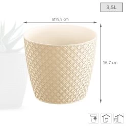 Prosperplast Maceta ORIENT 3,5L 189x189x167 Crema -Intemperie Jardín Tienda 5f724492471e4301