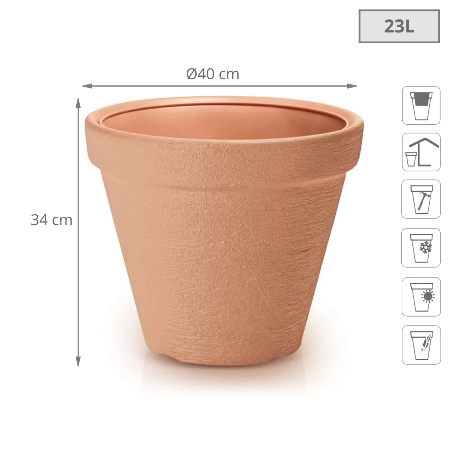 Prosperplast Maceta CLASSIC 23L 400x400x340 Ladrillo 4 Prosperplast Maceta CLASSIC 23L 400x400x340 Ladrillo - Imagen 2