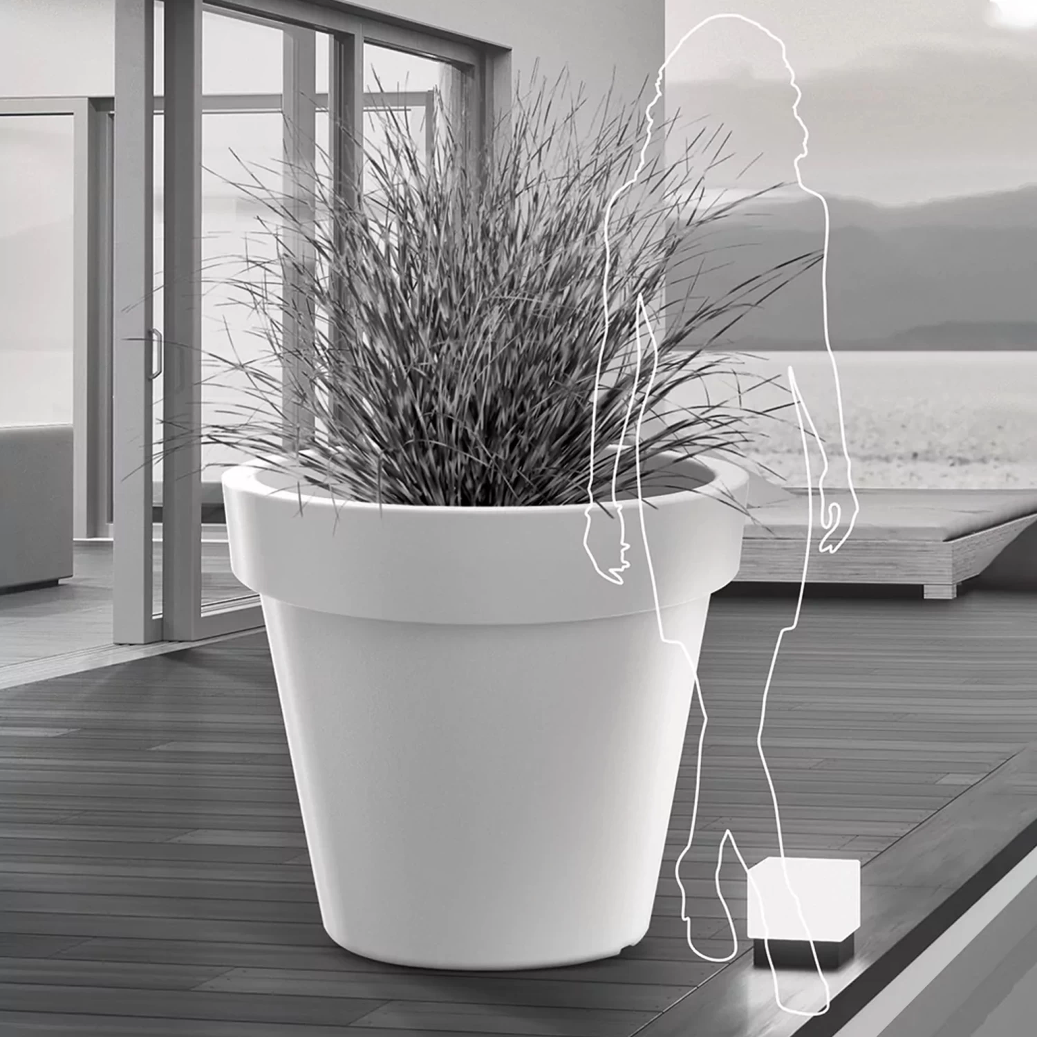 Prosperplast Maceta LEXO ROUND 92L 600x600x550 Blanco 6 Prosperplast Maceta LEXO ROUND 92L 600x600x550 Blanco - Imagen 4