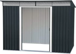 CASETA COBERTIZO METAL JARDIN PENT ROOF 8X6 DURAMAX GRIS -Intemperie Jardín Tienda 6362798d58add4.41438119