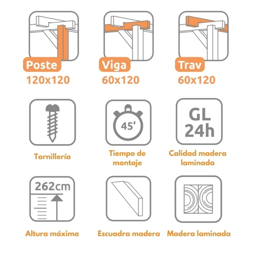 Pérgola Laminada - SITGES 600x300cm 4 Pérgola Laminada - SITGES 600x300cm - Imagen 2