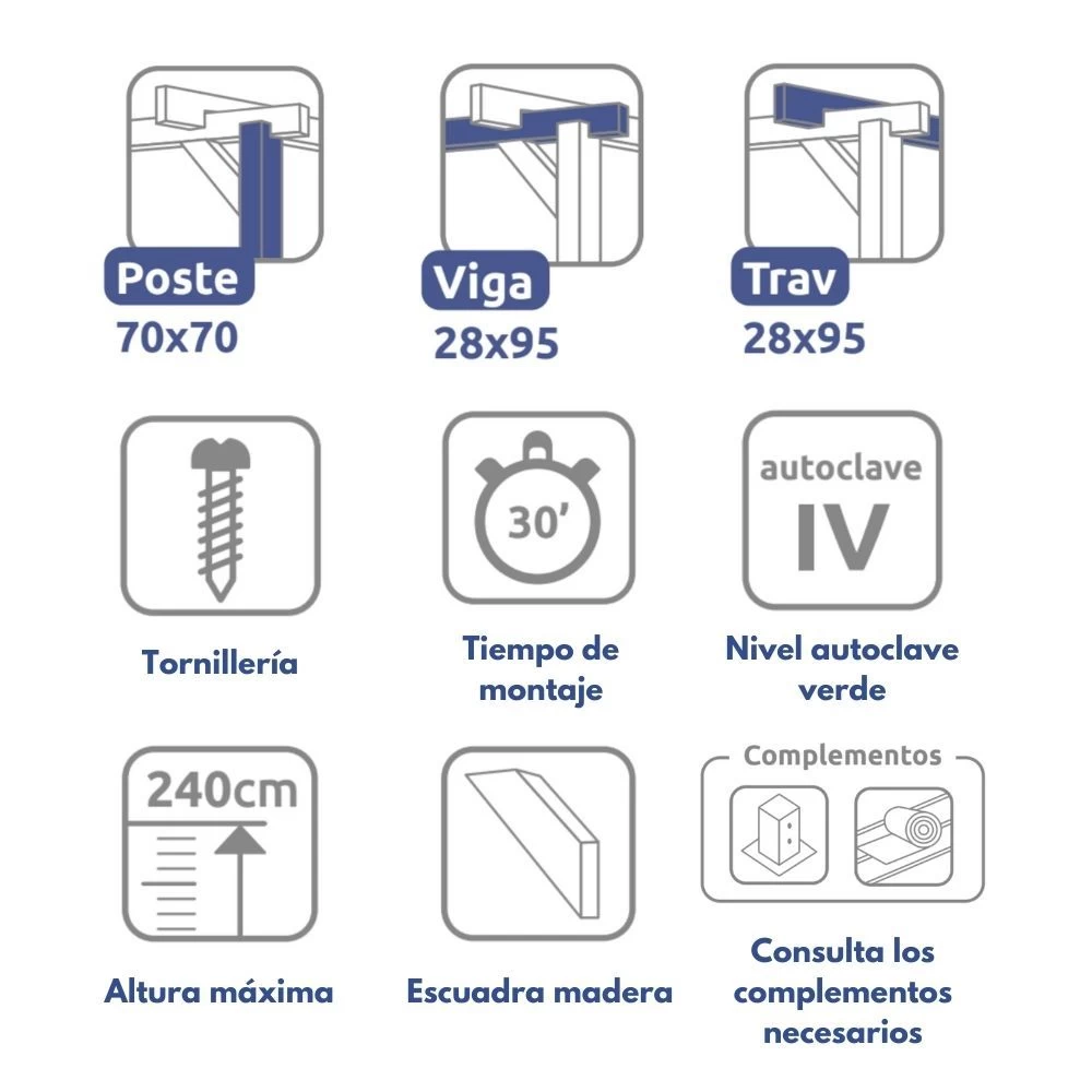 Pérgola Maciza - MATARÓ 510x420cm 4 Pérgola Maciza - MATARÓ 510x420cm - Imagen 2