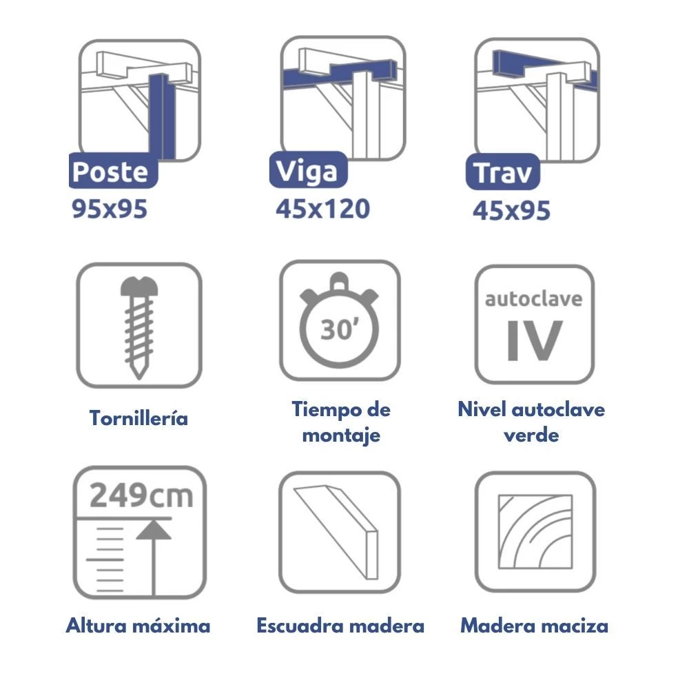 Pérgola Maciza - MADRID 600x300cm 4 Pérgola Maciza - MADRID 600x300cm - Imagen 2