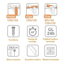 Pérgola Laminada - SANTANDER 600x400cm -Intemperie Jardín Tienda 636bb30ae2d227.05403396