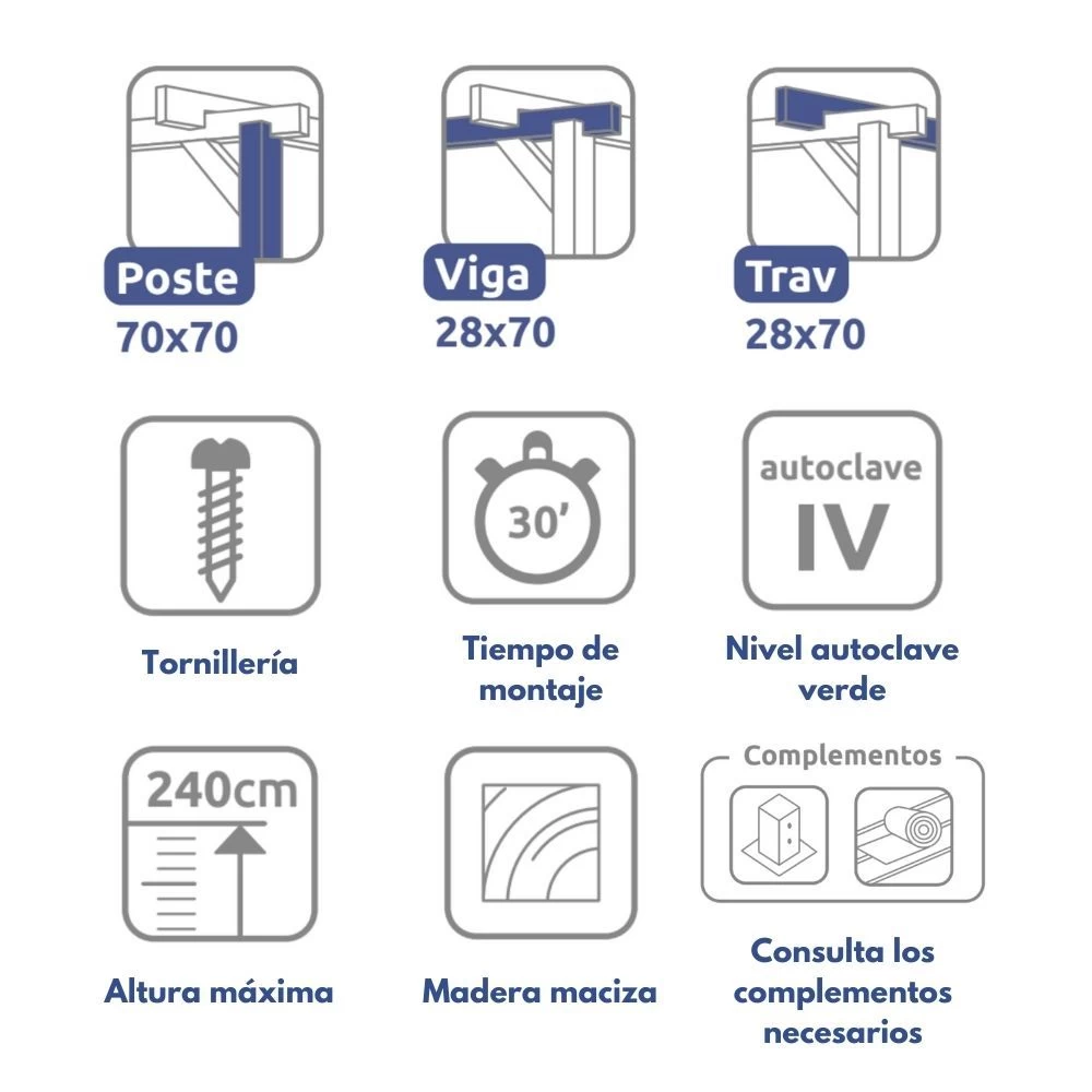 Pérgola Maciza - ALMERIA 420x300cm 4 Pérgola Maciza - ALMERIA 420x300cm - Imagen 2