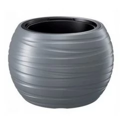 Prosperplast Maceta Redonda Con Deposito 36L Maze De Plastico Color Gris Piedra 43,6x43,6x29,9 Cm