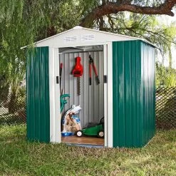 CASETA COBERTIZO METAL JARDIN SPACE VERDE CATRAL CON PUERTA GRANDE -Intemperie Jardín Tienda 638968915431d1.77617748