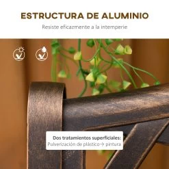 OUTSUNNY Banco De Jardín Aluminio Bronce 103x62x83 Cm -Intemperie Jardín Tienda 66a2360c90f64a64