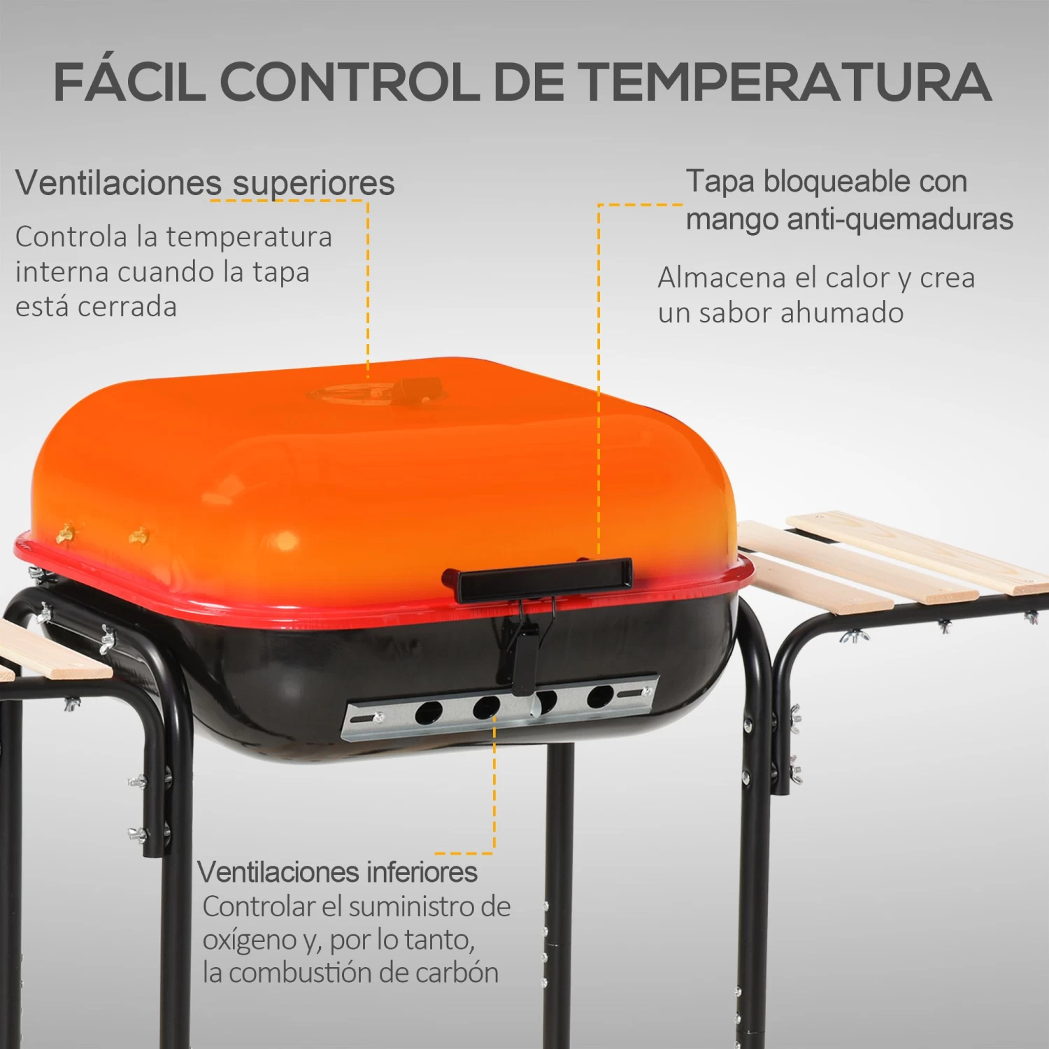 Barbacoa De Carbón Outsunny 846-043 6 Barbacoa De Carbón Outsunny 846-043 - Imagen 4