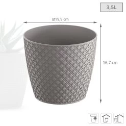 Prosperplast Maceta ORIENT 3,5L 189x189x167 Gris Piedra -Intemperie Jardín Tienda 6cabc5841a732252