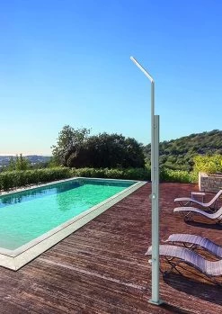 DUCHA PARA PISCINAS GRE Y JARDIN EN ACERO INOXIDABLE SPRING CON LAVAPIES