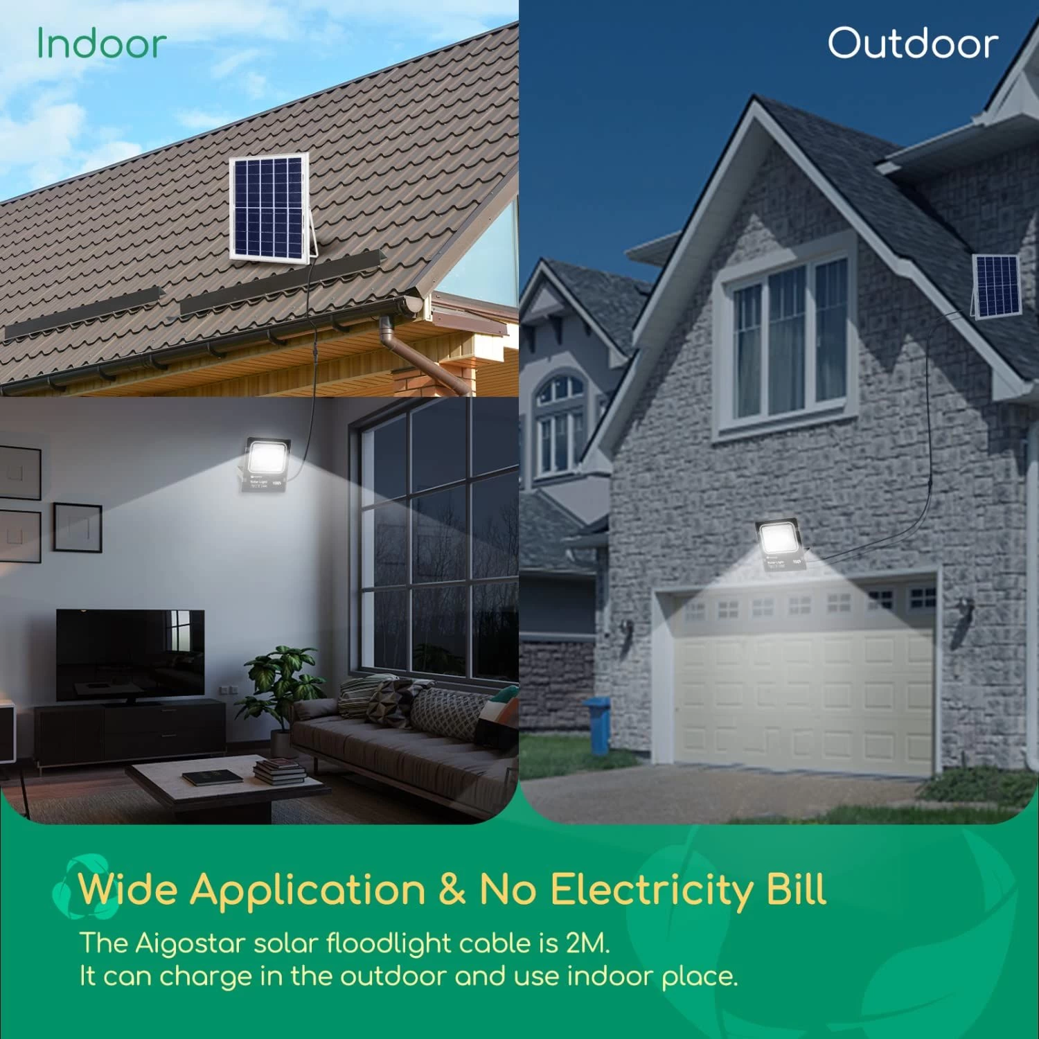 Aigostar Foco Proyector Led Solar Con Mando A Distancia,100w,6500k Ip66,2m 8 Aigostar Foco Proyector Led Solar Con Mando A Distancia,100w,6500k Ip66,2m - Imagen 6