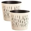 WellHome Set 2 Macetas Plástico Sandy Round Crema - 26,2x26,2x22,2cm -Intemperie Jardín Tienda 96f9d8290a07ce6a