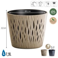 Prosperplast Macetero Ocre,con Depósito SANDY ROUND 26,2x26,2x22,2cm7,9 L 10 Prosperplast Macetero Ocre,con Depósito SANDY ROUND 26,2x26,2x22,2cm7,9 L -Intemperie Jardín Tienda 972f51a3106bfb81