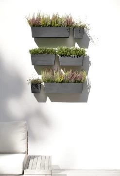 Ecopots Manhattan Pared L Gris Oscuro - 55 X 17,2 X H. 15 Cm - 9,2 L -Intemperie Jardín Tienda a7682ce318249861