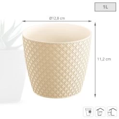 Prosperplast Maceta ORIENT 1L 128x128x112 Crema -Intemperie Jardín Tienda b3d4466403186f38