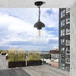 Lámpara Colgante De Exterior New Avenida Negro Con Pantalla De Cristal IP44 Wonderlamp -Intemperie Jardín Tienda d5ab096ac9c1ecc7