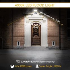 20W Foco LED Con Sensor Movimiento ,1800LM, IP65, 4000K, Aigostar -Intemperie Jardín Tienda dacfafc173d0d8c7