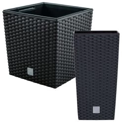 WellHome Juego Macetas Rato Antracita 26,6 L Y 64 L