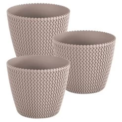 WellHome Pack 3 Macetas Redondas Splofy ø25,9x22 Cm Mocca